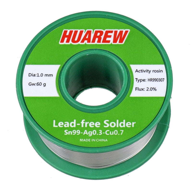 HUAREW Lead Free Solder Wire with Rosin Core for Electrical Soldering (1.0mm, 60g) - Image 1
